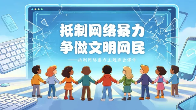 抵制网络暴力，争做文明网民高中网络安全主题班会PPT含讲稿