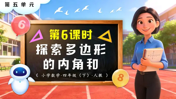 第五单元 第6课时 多边形的内角和四年级数学下册人教版PPT课件(教案+学习任务单+分层作业）