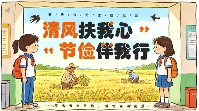 清风扶我心节俭伴我行勤俭节约主题班会PPT含讲稿-23页-大小31M