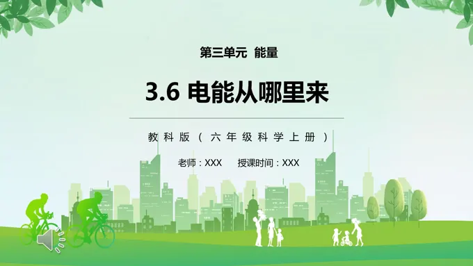 教科版六年级科学上册电能从哪里来PPT课件模板-23页-大小9M