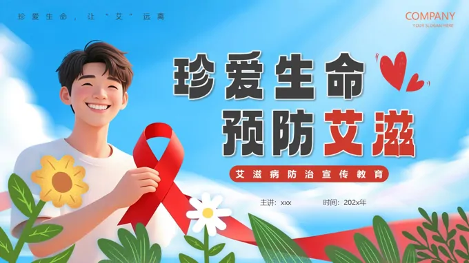 珍爱生命预防艾滋艾滋病宣传教育主题班会ppt模板含讲稿