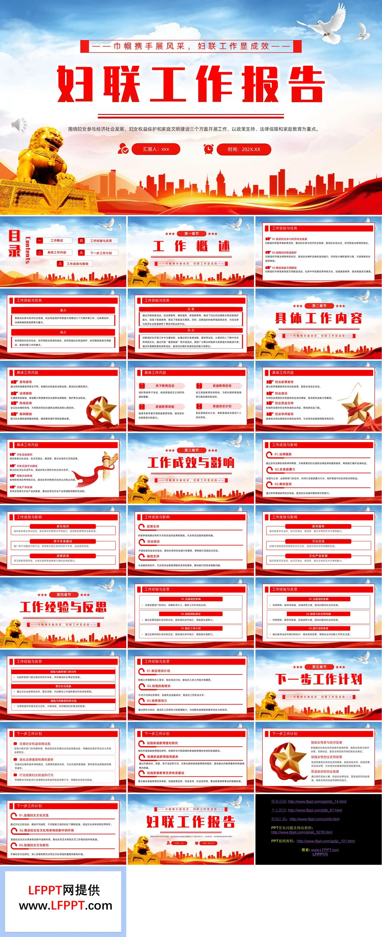 妇联工作报告工作总结汇报PPT含讲稿