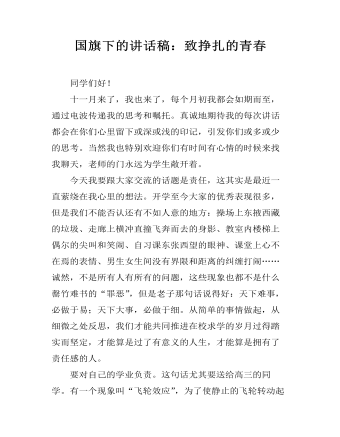 国旗下的讲话稿：致挣扎的青春