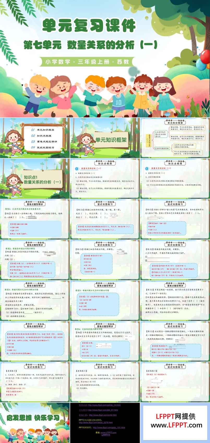 第七单元  数量关系的分析（一）（复习课件）三年级数学上册苏教 新教材ppt课件（知识清单+单元测试）